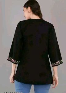 Black Embroidered Kurti Top