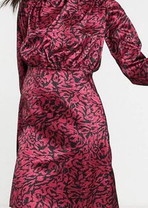 Stylish Pink & Black Print Midi Dress