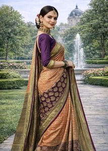 Pink & Purple Border Banarasi Silk Saree