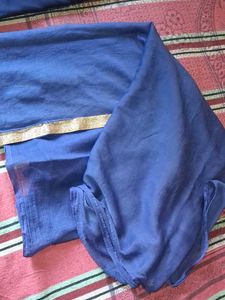 Beautiful Blue dupaata with Gold Border