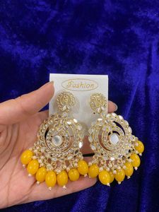 Statement Yellow Indian Earrings