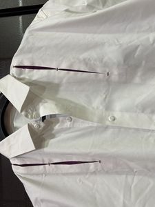 Men's White Short Sleeve Shirt self designed stitc
