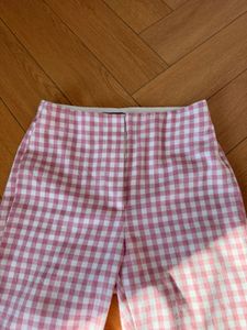 Zara Pink Straight Plaid Pants