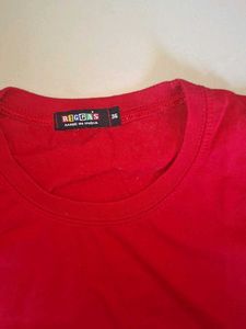 Comfortable Red T-Shirt and Grey Pants Set
