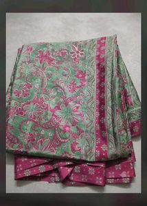 Beautiful Green & Pink Floral Saree