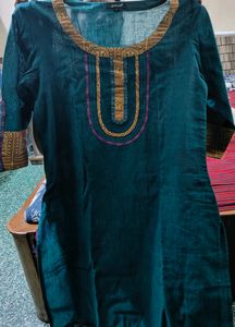 Teal Embroidered Dress