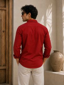 Men's Red Button-Up Shirt