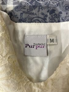 White Lace Puff Sleeve Top size M