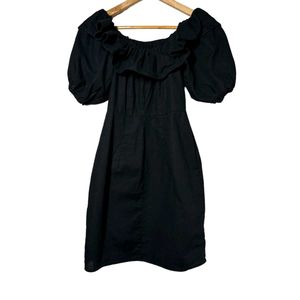H&m Black Off-Shoulder Puff Sleeve Dress