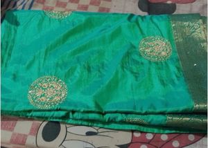 Emerald Green Embroidered Silk Saree