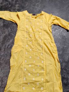 yellow chikon kari kurti❤️