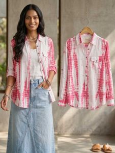 women white and pink tye & dyed casual shirt