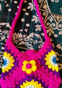 Handmade Crochet Flower Bag