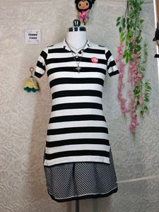 Y2K Striped Polo Dress