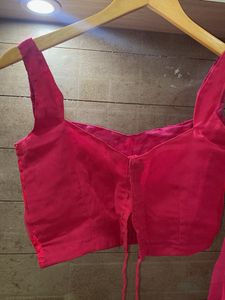 magenta pink chiffon lehenga set
