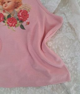 Pink Cherub Print Tank Top