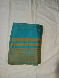 Beautiful Teal &amp; Gold Striped Saree