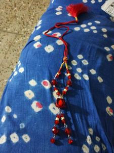 Red Beaded Ethnic Necklace with Tassel