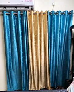 Blue &amp; Gold Curtains - Set of 3