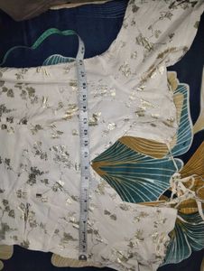 White Kurta with Gold Floral Print