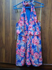 Vibrant Floral Halter Neck Dress