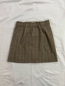 Button-Front Plaid Mini Skirt