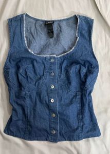 Denim Button-Up Corset Top