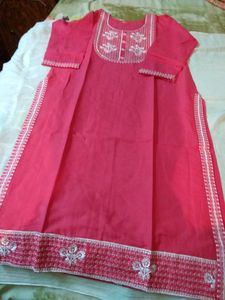 Embroidery Kurti,Light Red