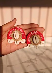 Ethnic fabric Shell Earrings
