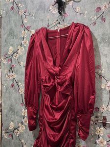 Elegant Red Satin Dress