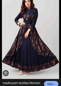 Elegant Navy Blue Printed Maxi Dress