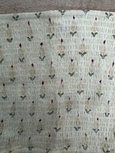 Cream Candle Print Smocked Tube Top