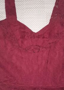 Maroon Lace Skater One Piece Dress