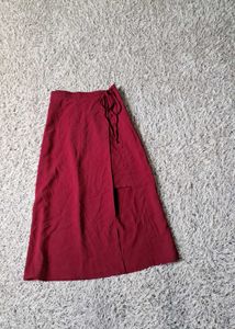 Maroon Wrap Skirt with Slit