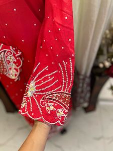 Red  designer Embellished Kurta