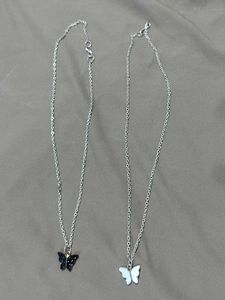 Butterfly Pendant Necklaces - Set of 2