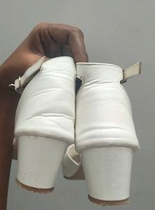 Chic White Block Heel Shoes