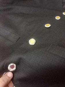 Men's Black Ethnic Waistcoat