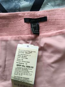 Pink Textured Mini Skirt