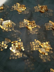 Grey Embroidered Soft Net Fabric