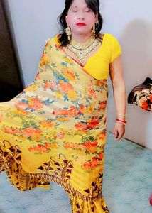 Vibrant Floral Saree with Blouse