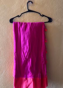 Vibrant Pink Saree with stitched blouse