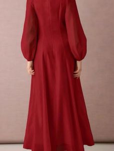 Elegant Red Pleated Maxi Dress