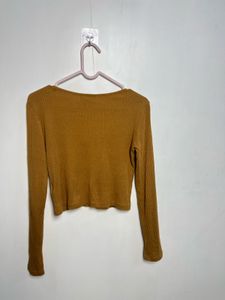 Ribbed Long Sleeve V-Neck Top