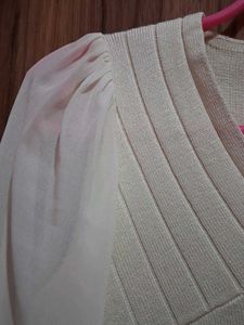 Elegant Sheer Sleeve Cropped Top