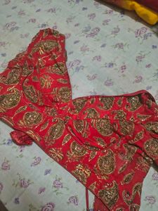 Red Bridal Designer Blouse with Golden Embroidery