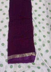 Elegant Purple Saree with Golden Border
