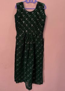 Elegant Green Mirror Work Kurti.