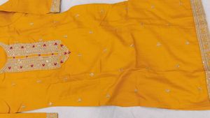 Yellow Kurta with Embroidered Sleeves