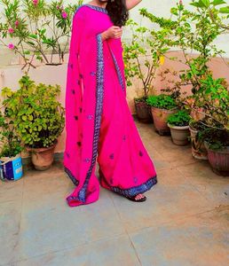 Pink Saree With Silver Border